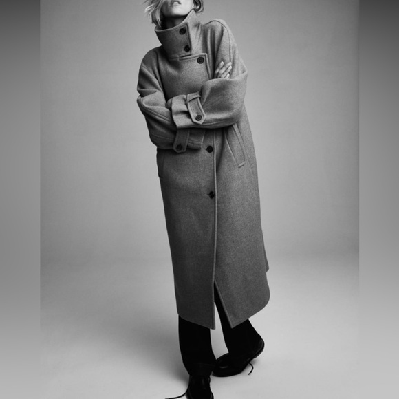 Zara Wool Blend Oversize Coat - Picture 5 of 14